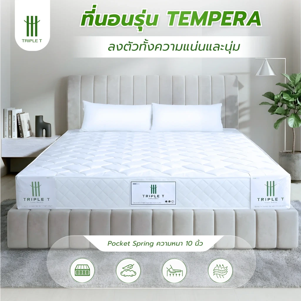 ภาพแนะนำที่นอนพ็อกเก็ตสปริง Triple T รุ่น TEMPERA